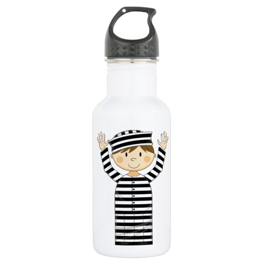 Cartoon Escaped-gevangene Waterfles (Voorkant)