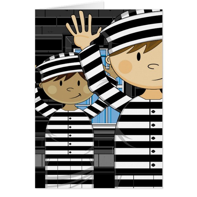 Cartoon Escaped Gevangenen in Spotlight (Voorkant)