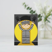 Cartoon Escaped Prisoner in Spotlight Briefkaart (Staand voorkant)