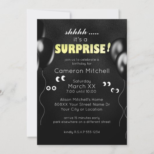 Cartoon Eyes in the Dark Funny Surprise Party Kaart (Voorkant)