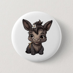 Cartoon ezel illustratie ronde button 5,7 cm