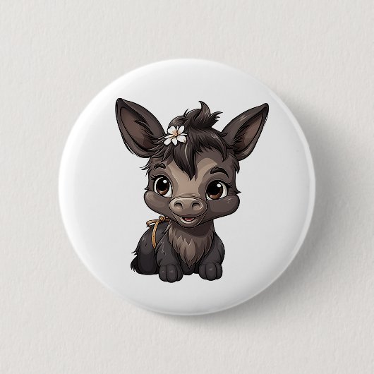 Cartoon ezel illustratie ronde button 5,7 cm (Voorkant)