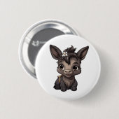 Cartoon ezel illustratie ronde button 5,7 cm (Voorkant /achterkant)