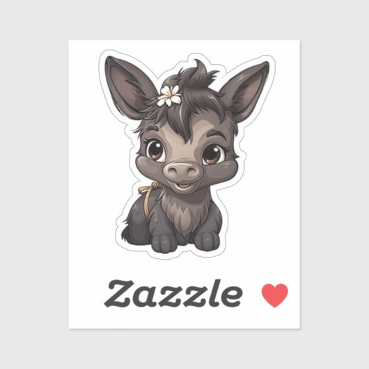 Cartoon ezel illustratie sticker (Vel)