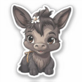 Cartoon ezel illustratie sticker (Voorkant)