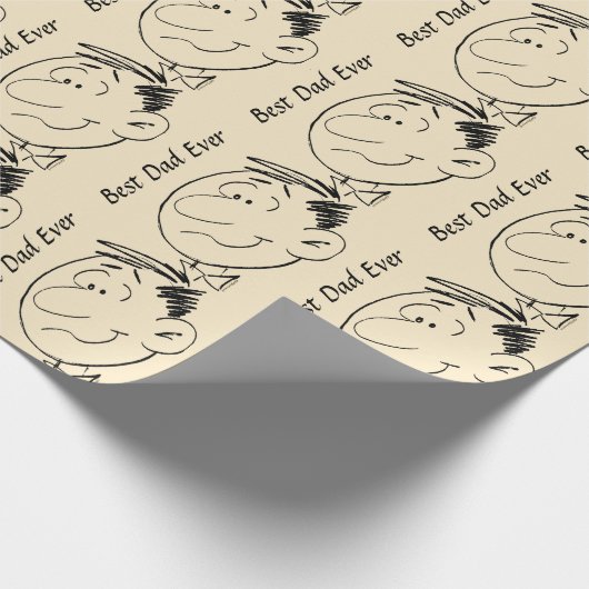 cartoon Face "Best Dad Ever" Cadeaupapier (Hoek)