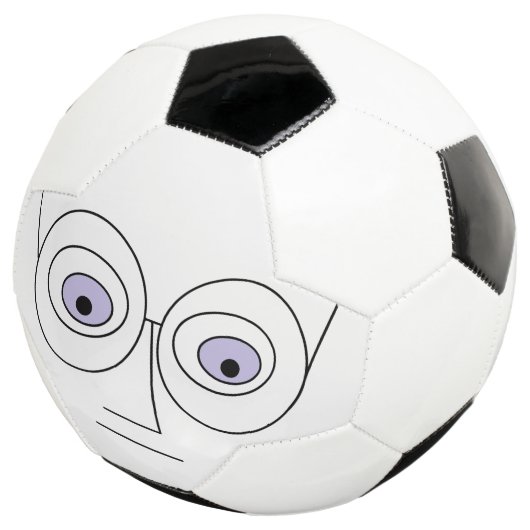 Cartoon Face Wearing Glasses Design Hilarious Voetbal (Drie kwart)