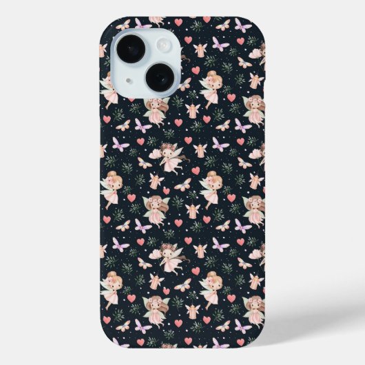 Cartoon Fairy With Flowers Seamless Pattern Case-Mate iPhone Case (Achterkant)
