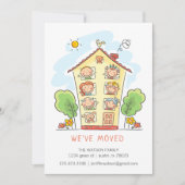 Cartoon Familie Huis Verhuizen Aankondiging Kaart (Voorkant)