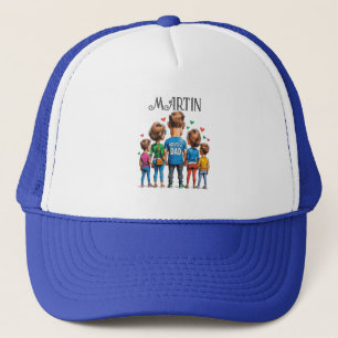 Cartoon Familie Terug Uitzicht voor Vaderdag Trucker Pet