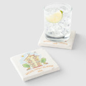 Cartoon Family Reunion Monogram Stenen Onderzetter (Zijkant)