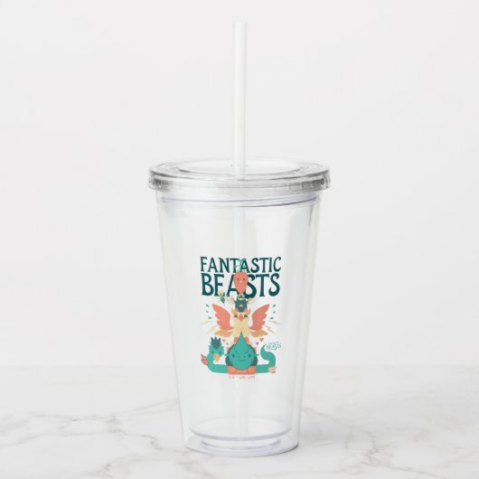Cartoon Fantastic Beasts Emerge From Suitcase Acryl Drinkbeker (Voorkant)