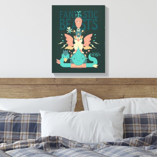 Cartoon Fantastic Beasts Emerge From Suitcase Canvas Afdruk (Insitu (Slaapkamer))