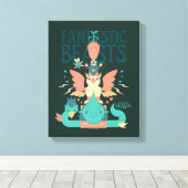 Cartoon Fantastic Beasts Emerge From Suitcase Canvas Afdruk (Insitu (Houten vloer))