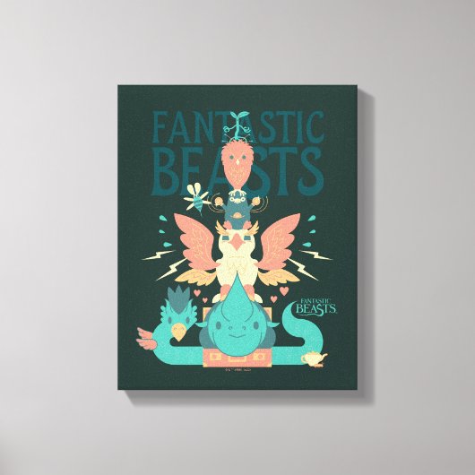 Cartoon Fantastic Beasts Emerge From Suitcase Canvas Afdruk (Voorkant)
