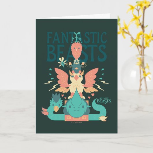 Cartoon Fantastic Beasts Emerge From Suitcase Kaart (Gele Bloem)