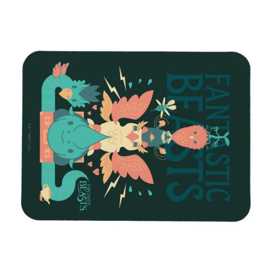 Cartoon Fantastic Beasts Emerge From Suitcase Magneet (Horizontaal)