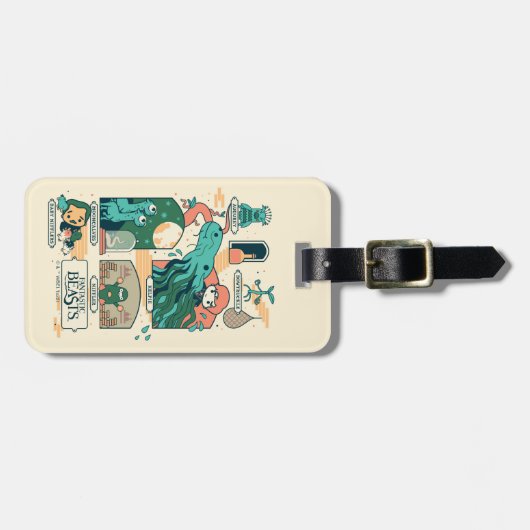 Cartoon Fantastic Beasts Scenes Bagagelabel (Voorkant horizontaal)