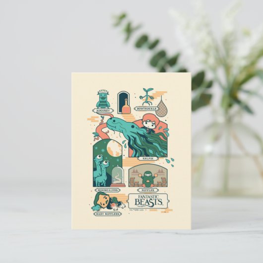 Cartoon Fantastic Beasts Scenes Briefkaart (Staand voorkant)