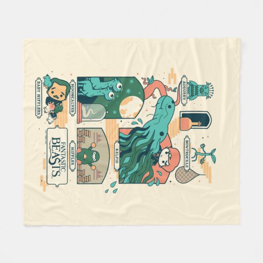 Cartoon Fantastic Beasts Scenes Fleece Deken (Voorkant (Horizontaal))