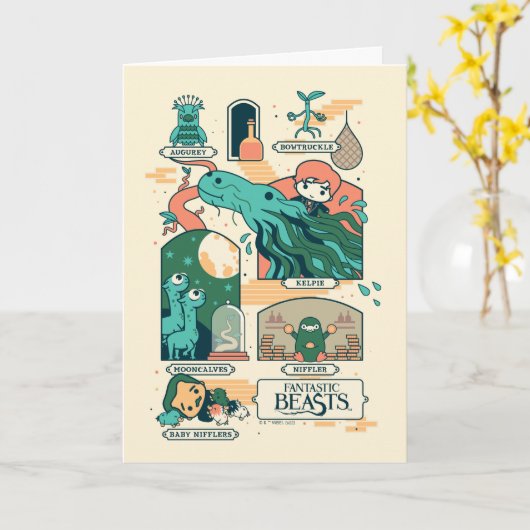 Cartoon Fantastic Beasts Scenes Kaart (Gele Bloem)
