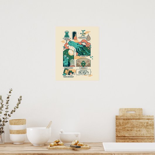 Cartoon Fantastic Beasts Scenes Poster (Keuken)