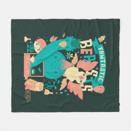 Cartoon Fantastic Beasts With Newt Scamander Fleece Deken (Voorkant (Horizontaal))