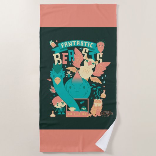 Cartoon Fantastic Beasts With Newt Scamander Strandlaken (Voorkant)