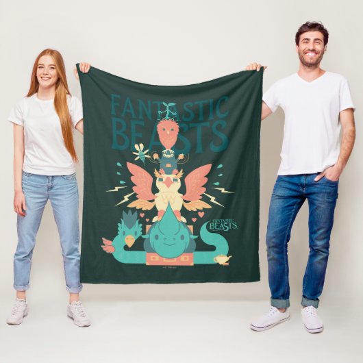 Cartoon Fantastische Beesten komen tevoorschijn ui Fleece Deken (In situ)