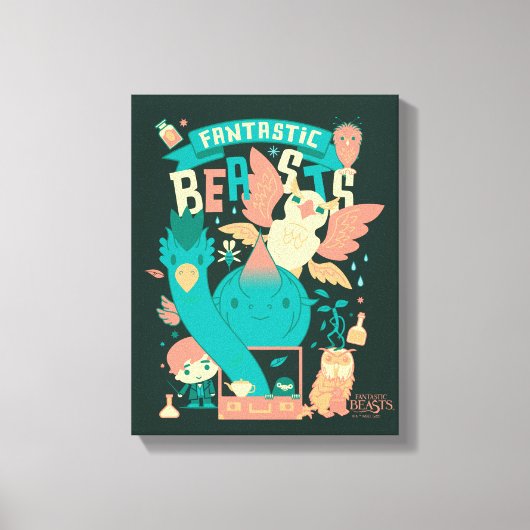 Cartoon Fantastische borsten met nieuwe scamander Canvas Afdruk (Voorkant)