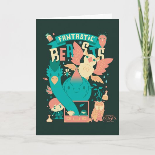 Cartoon Fantastische borsten met nieuwe scamander Kaart (Voorkant)
