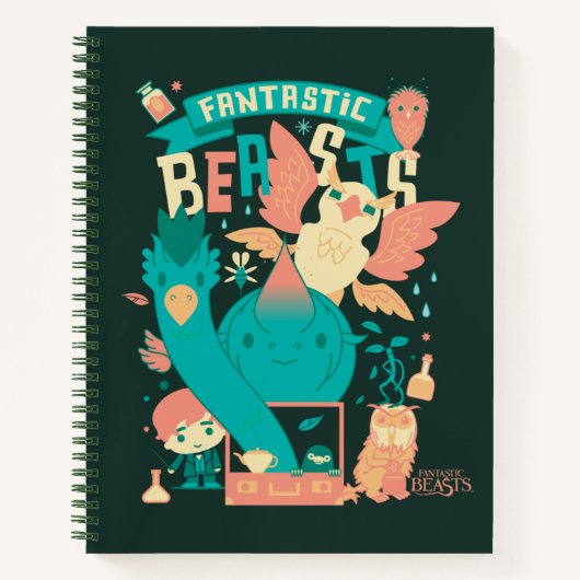 Cartoon Fantastische borsten met nieuwe scamander Notitieboek (Voorkant)