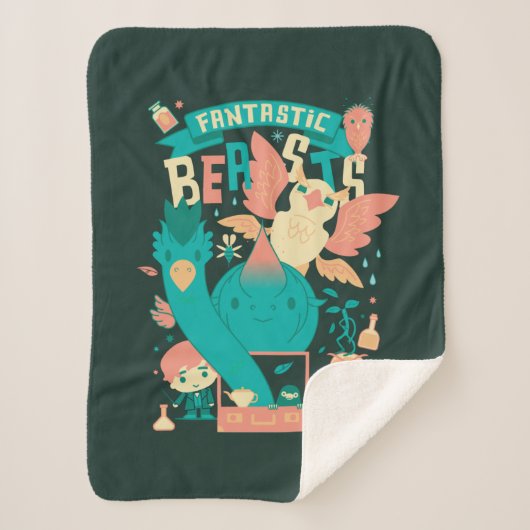 Cartoon Fantastische borsten met nieuwe scamander Sherpa Deken (Voorkant)