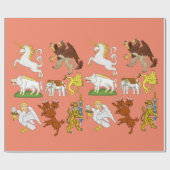 Cartoon Fantasy Beasts en Kunst Cadeaupapier (Vlak)
