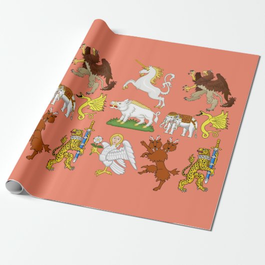 Cartoon Fantasy Beasts en Kunst Cadeaupapier (Uitgerold)