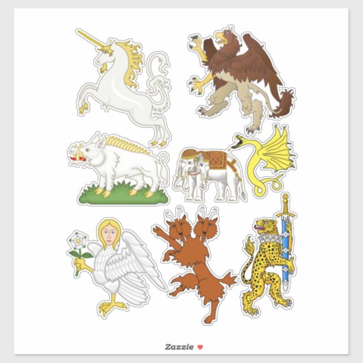Cartoon Fantasy Beasts en Kunst Sticker (Vel)