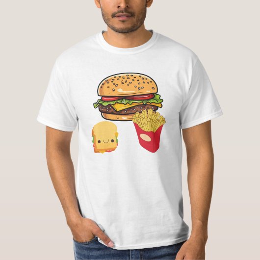 Cartoon Fast Food Combo Maaltijd T-shirt (Voorkant)