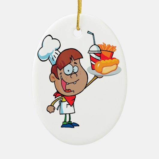 cartoon fastfoodober keramisch ornament (Voorkant)