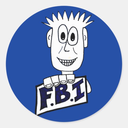Cartoon FBI-agent Ronde Sticker (Voorkant)