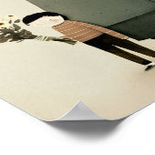 Cartoon fee beer en jongen. Floral Birthday Poster (Hoek)