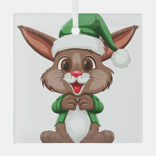 Cartoon Feestkonijn Glas Ornament