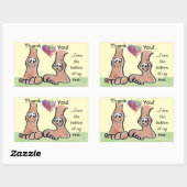 Cartoon Feet Bedankt met hart op reguliere Sticker (Vel)