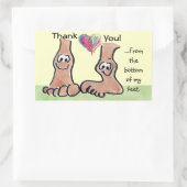 Cartoon Feet Bedankt met hart op reguliere Sticker (Tas)