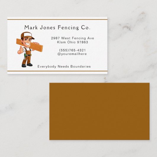 Cartoon Fencing Guy Company Service Visitekaartje (Voorkant / Achterkant)