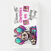 Cartoon Fetter Verjaardagsfeestje voor meisjes gep Spandoek (Verticaal)