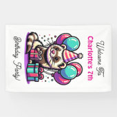 Cartoon Fetter Verjaardagsfeestje voor meisjes gep Spandoek (Horizontaal)