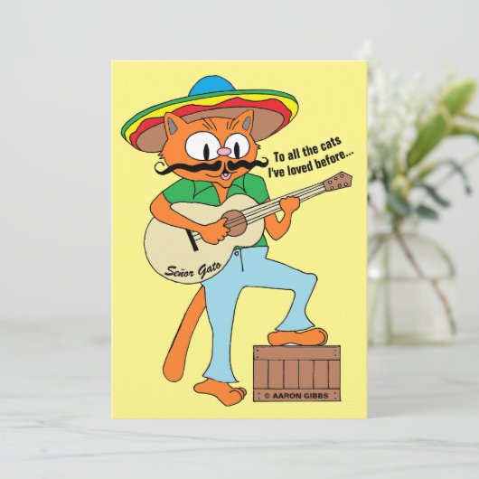 Cartoon Fiesta Cat Funny Cinco de Mayo Flat Kaart (Staand voorkant)