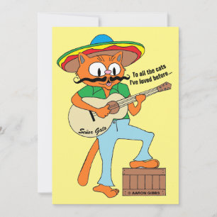 Cartoon Fiesta Cat Funny Cinco de Mayo Flat Kaart