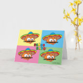 Cartoon Fiesta Cat Pop Blank in Kaart (Gele Bloem)