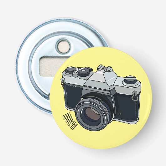 Cartoon filmcamera button flesopener (Voorkant)